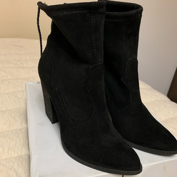 Dolce Vita Black Suede Tie Ankle Boots 8.5 - Picture 6 of 12